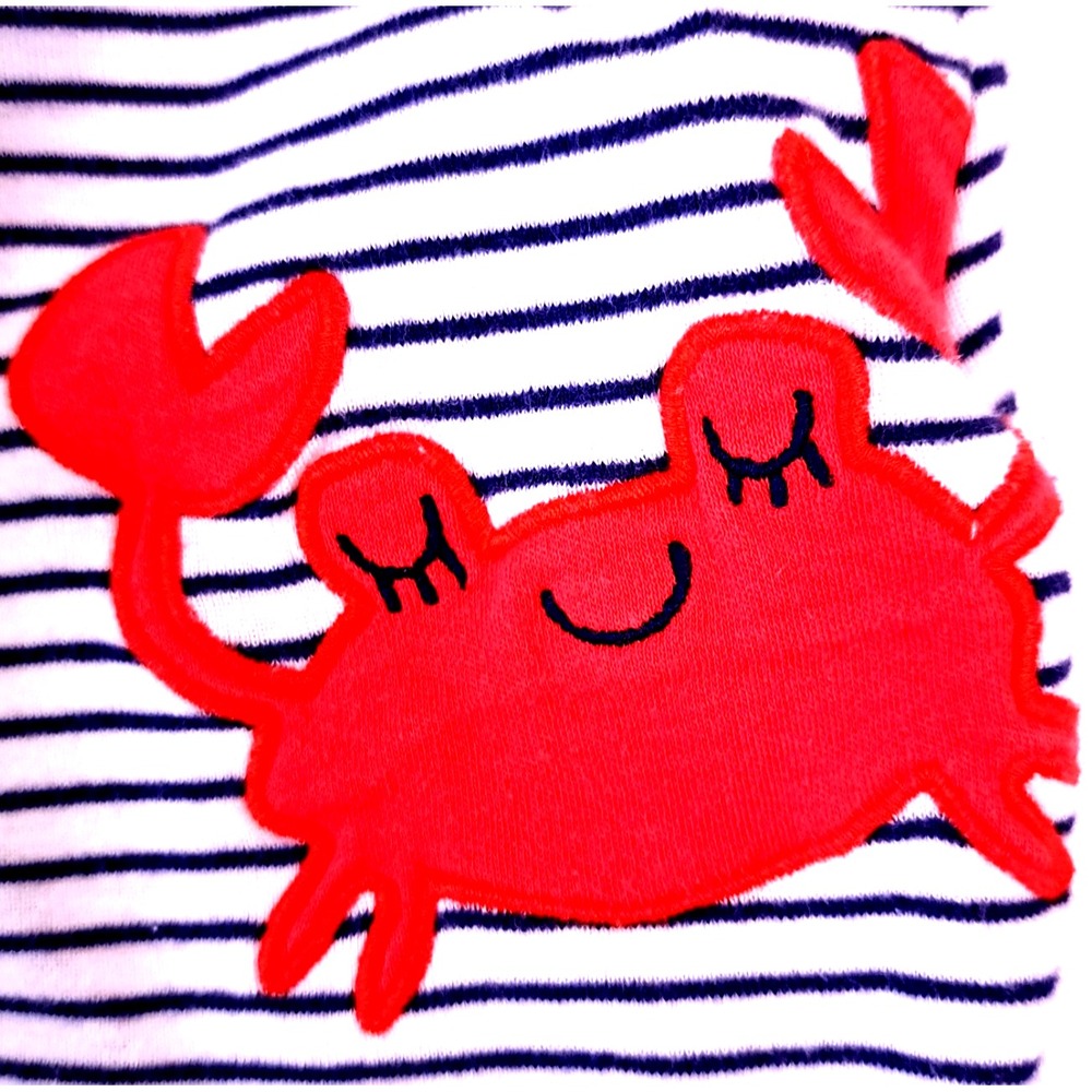 Carter's Striped Crab Romper 9 Months‎ One Piece Beach Summer Baby Gift - Picture 3 of 6